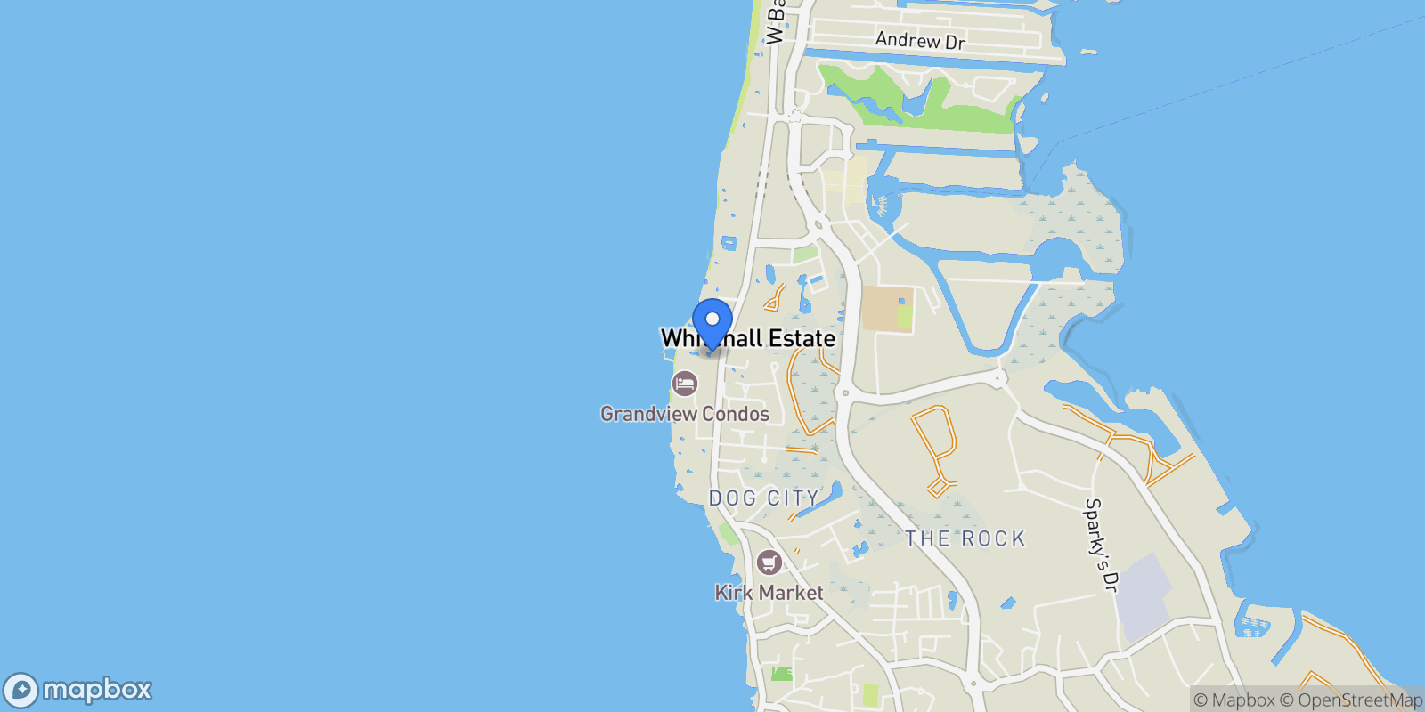 Map showing Seven Mile Corridor, George Town, George Town, Cayman Islands.