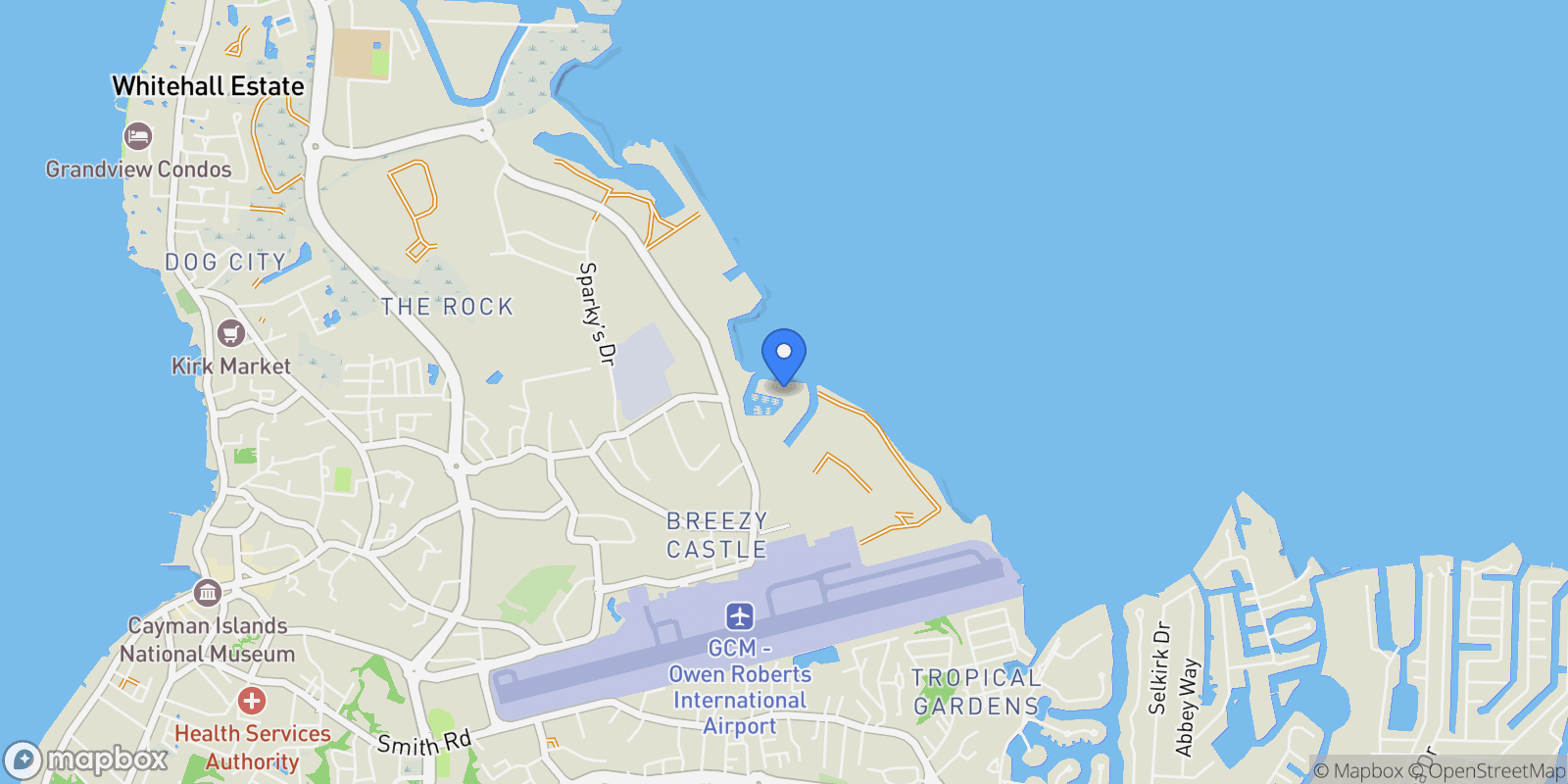 Map showing George Town, George Town, George Town, Cayman Islands.