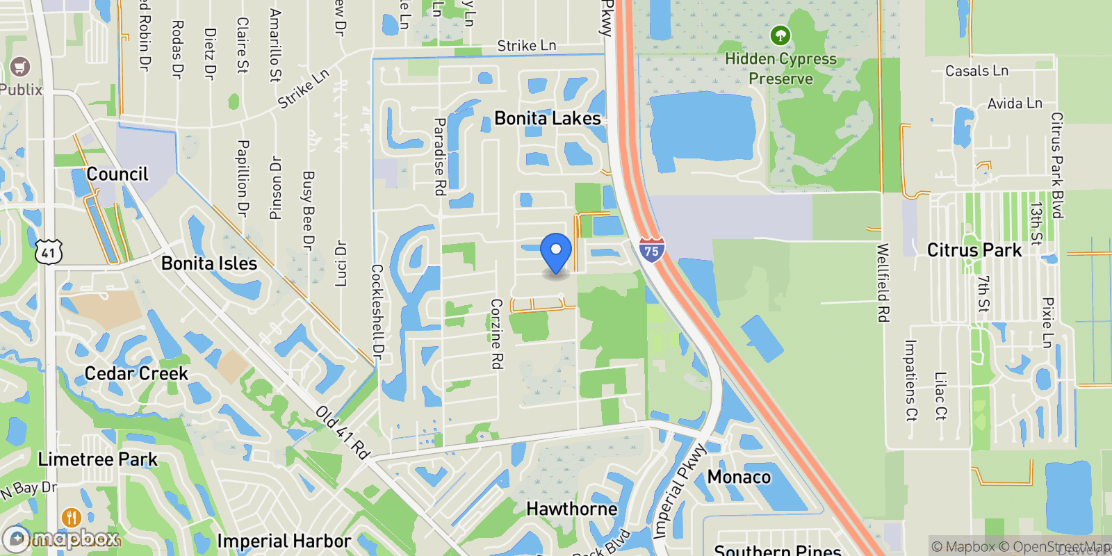 Map showing 10670 Ankeny Lane, Bonita Springs, FL 34135, Bonita Springs, Florida, United States.