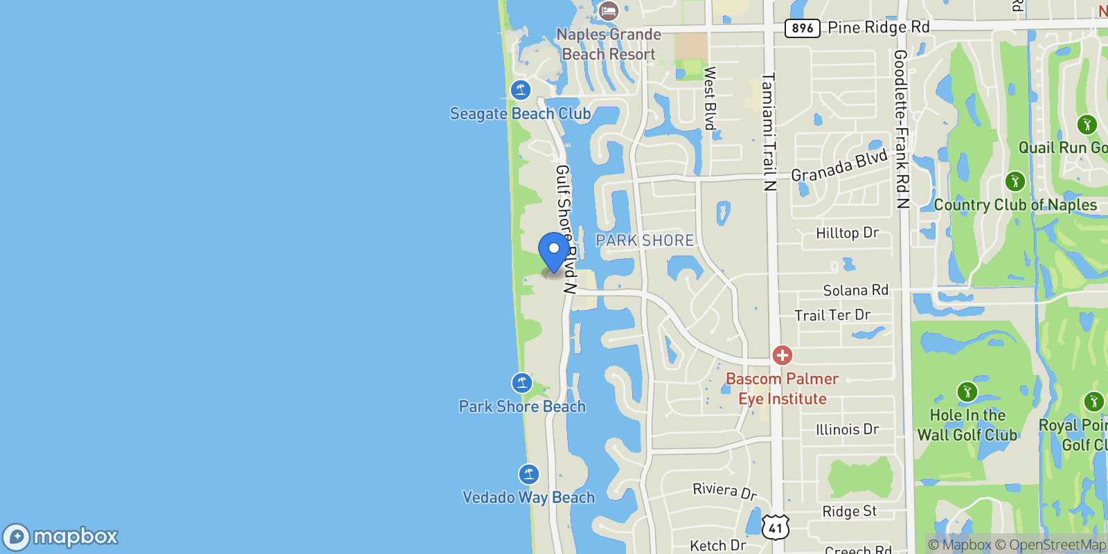 Map showing 4151 Gulf Shore Boulevard N , 201, Naples, FL 34103, Naples, Florida, United States.