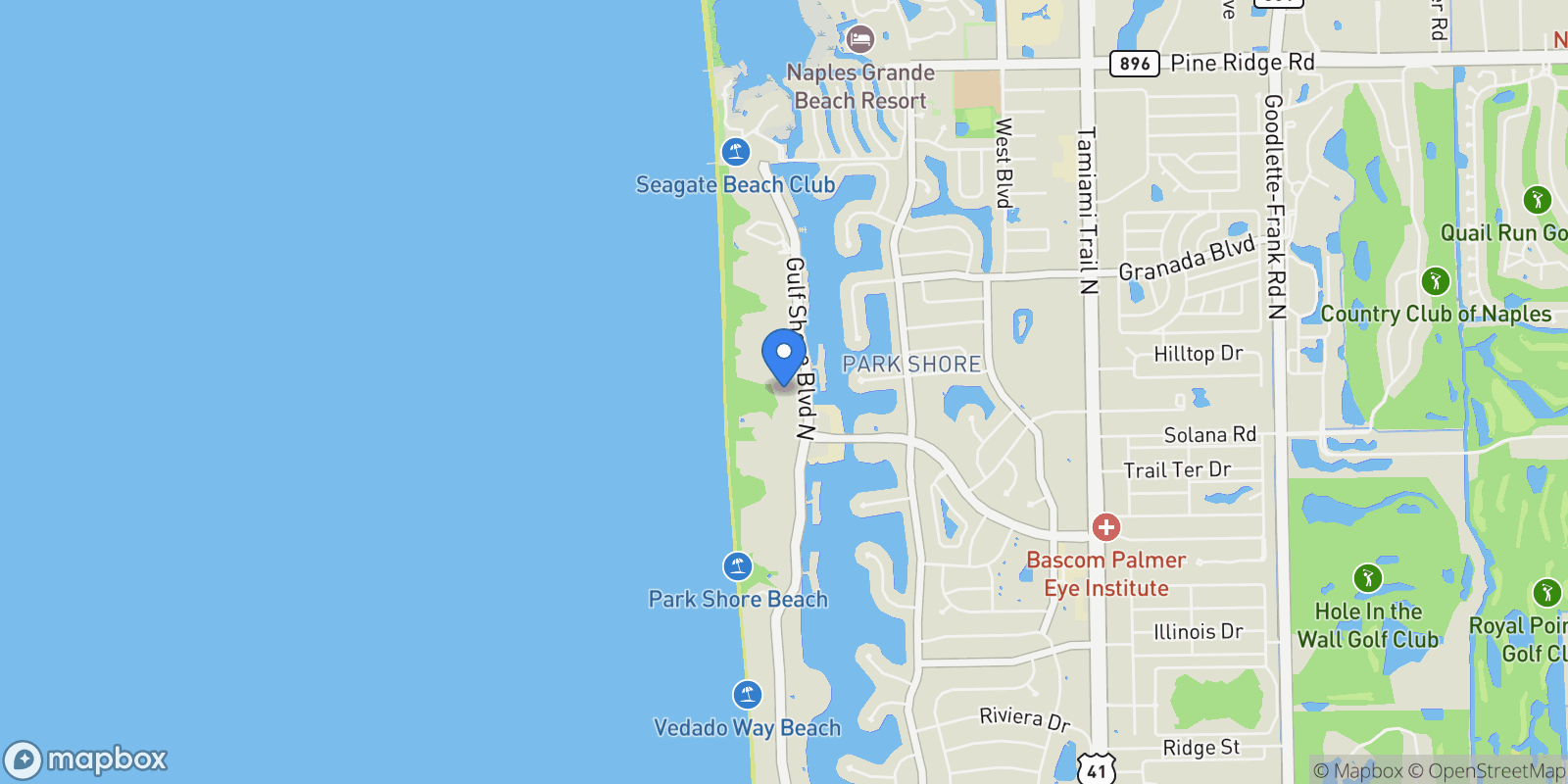 Map showing 4201 Gulf Shore Boulevard N , 402, Naples, FL 34103, Naples, Florida, United States.