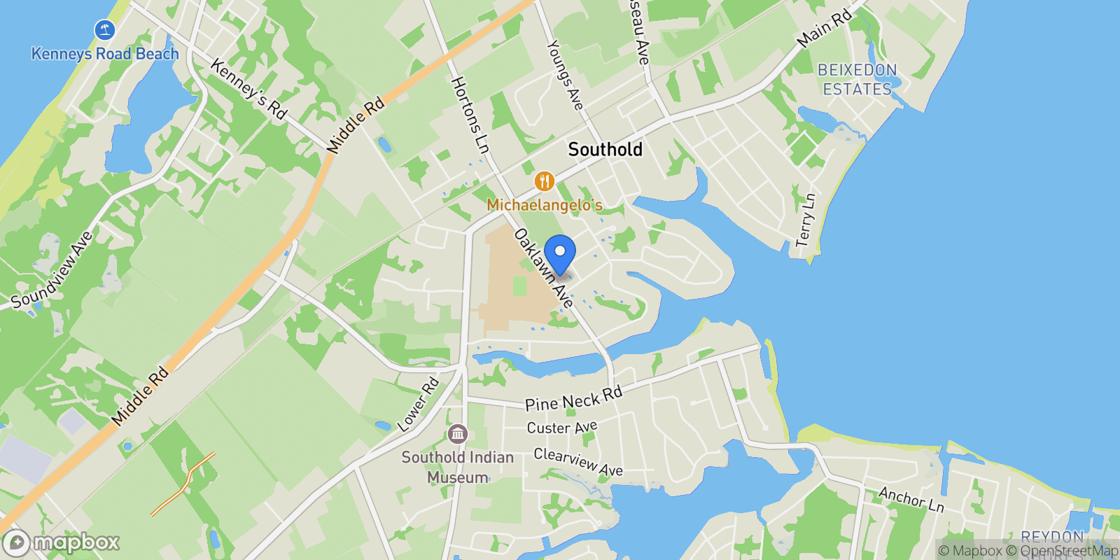 Map showing 1475 Oaklawn Avenue , Southold, NY 11971, Southold, New York, United States.