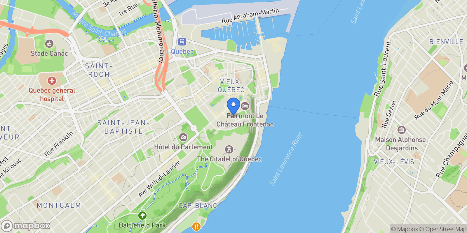 Map showing 10 Rue des Grisons, Quebec City, Quebec, Canada.