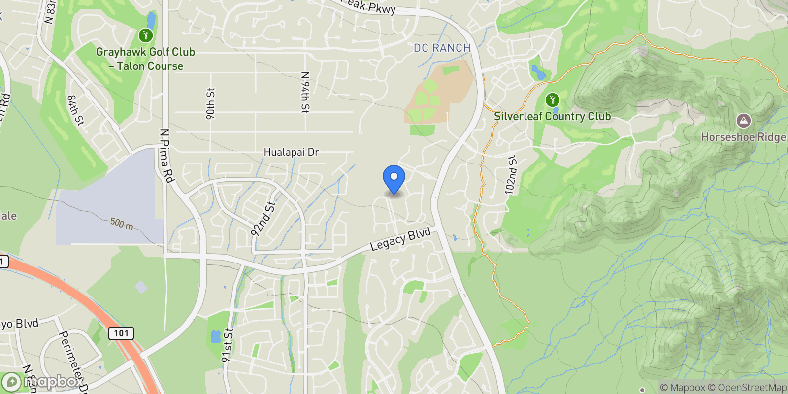 Map showing 9735 E Kemper Way , Scottsdale, AZ 85255, Scottsdale, Arizona, United States.
