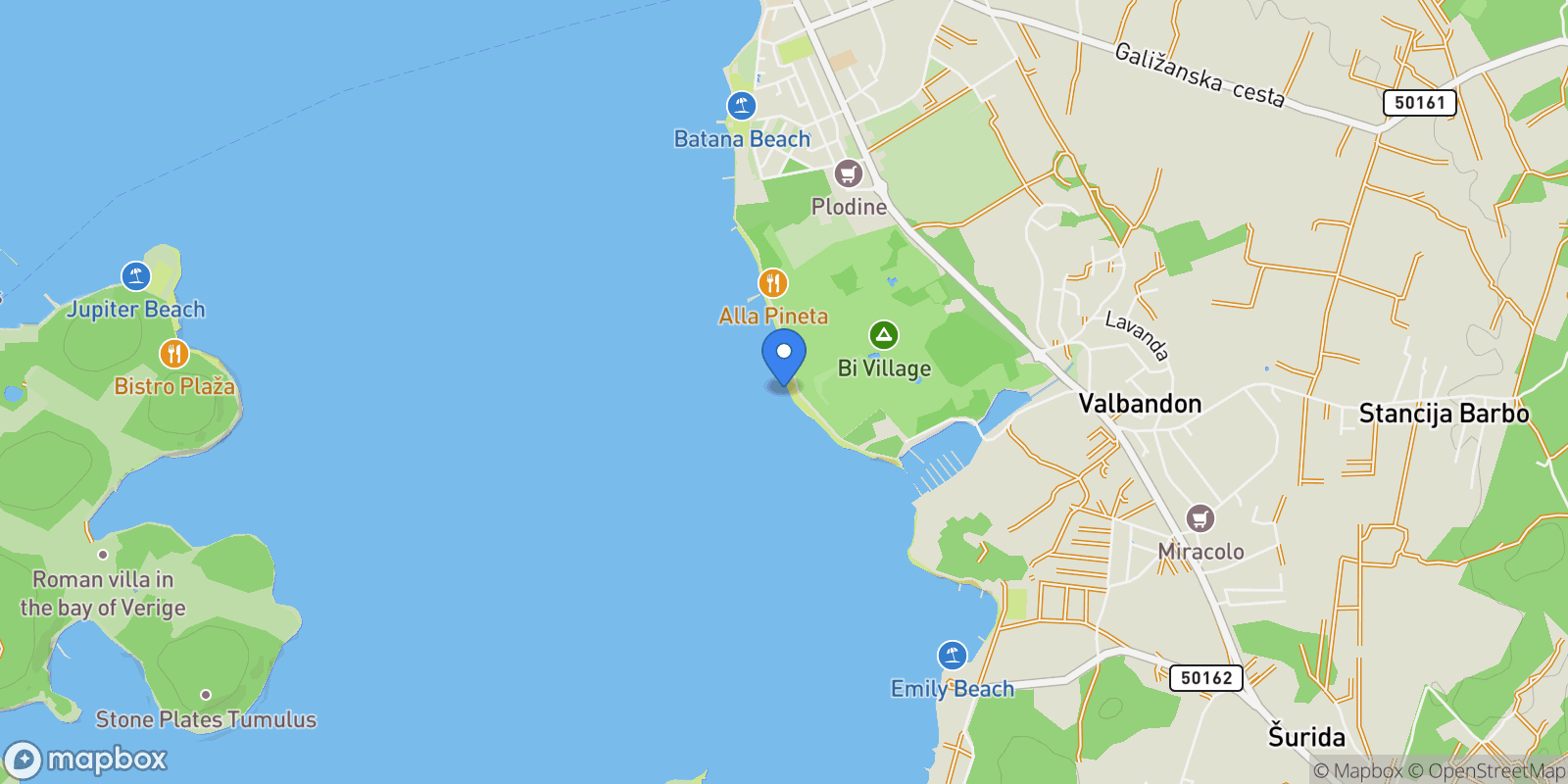 Map showing 52212, Fažana, Croatia, Istria County, Croatia.