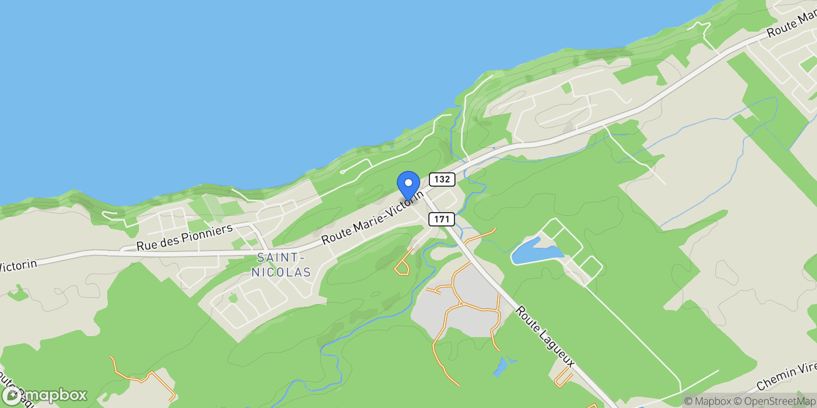Map showing 1268 Route Marie-Victorin, Levis, Quebec, Canada.