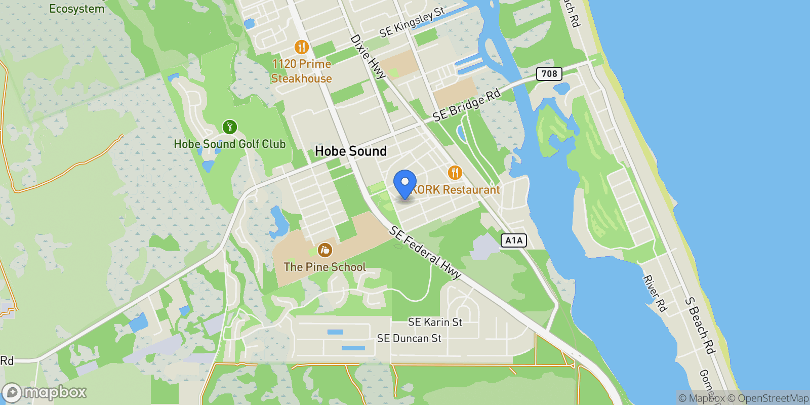 Map showing 9066 SE Athena St, Hobe Sound, Florida, United States.