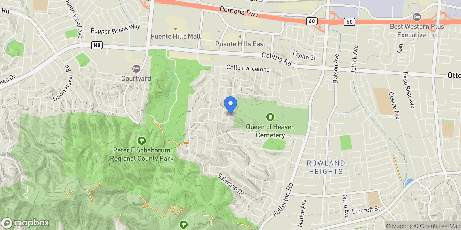 Map showing 2048 Calle Bogota, Rowland Heights, California, United States.