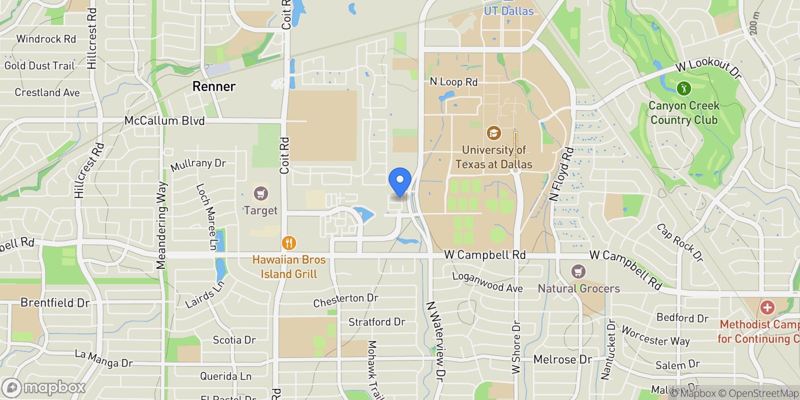 Map showing 1108 Piedmont Lane, Richardson, Texas, United States.