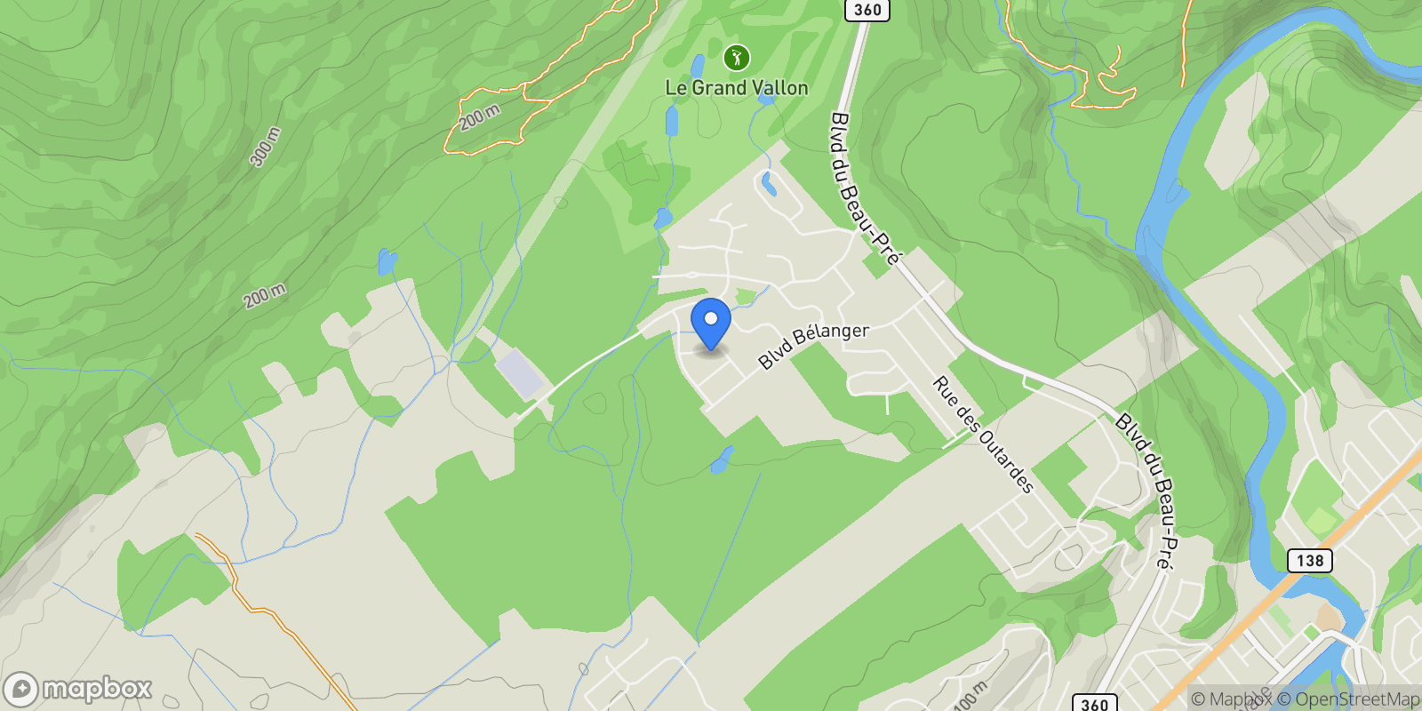 Map showing 165 Rue de l'Aurore-Boréale, Beaupré, Quebec, Canada.