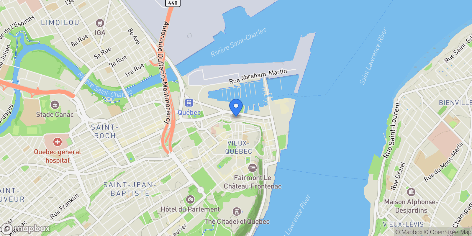 Map showing 186 Rue St-Paul 2, Quebec City, Quebec, Canada.