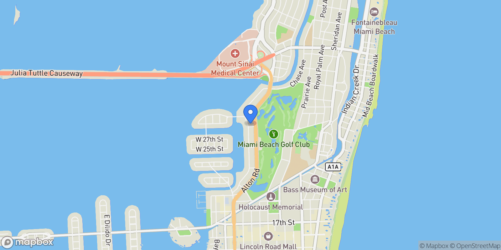 Map showing 2701 N Bay Rd, Miami Beach, Florida, United States.