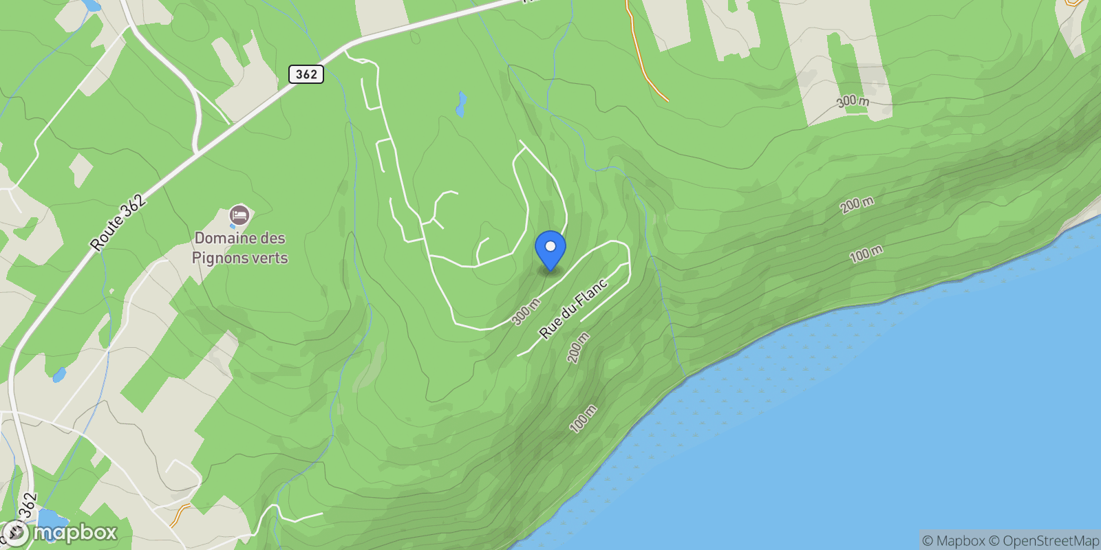 Map showing 203 Ch. du Domaine-Charlevoix, Les Éboulements, Quebec, Canada.