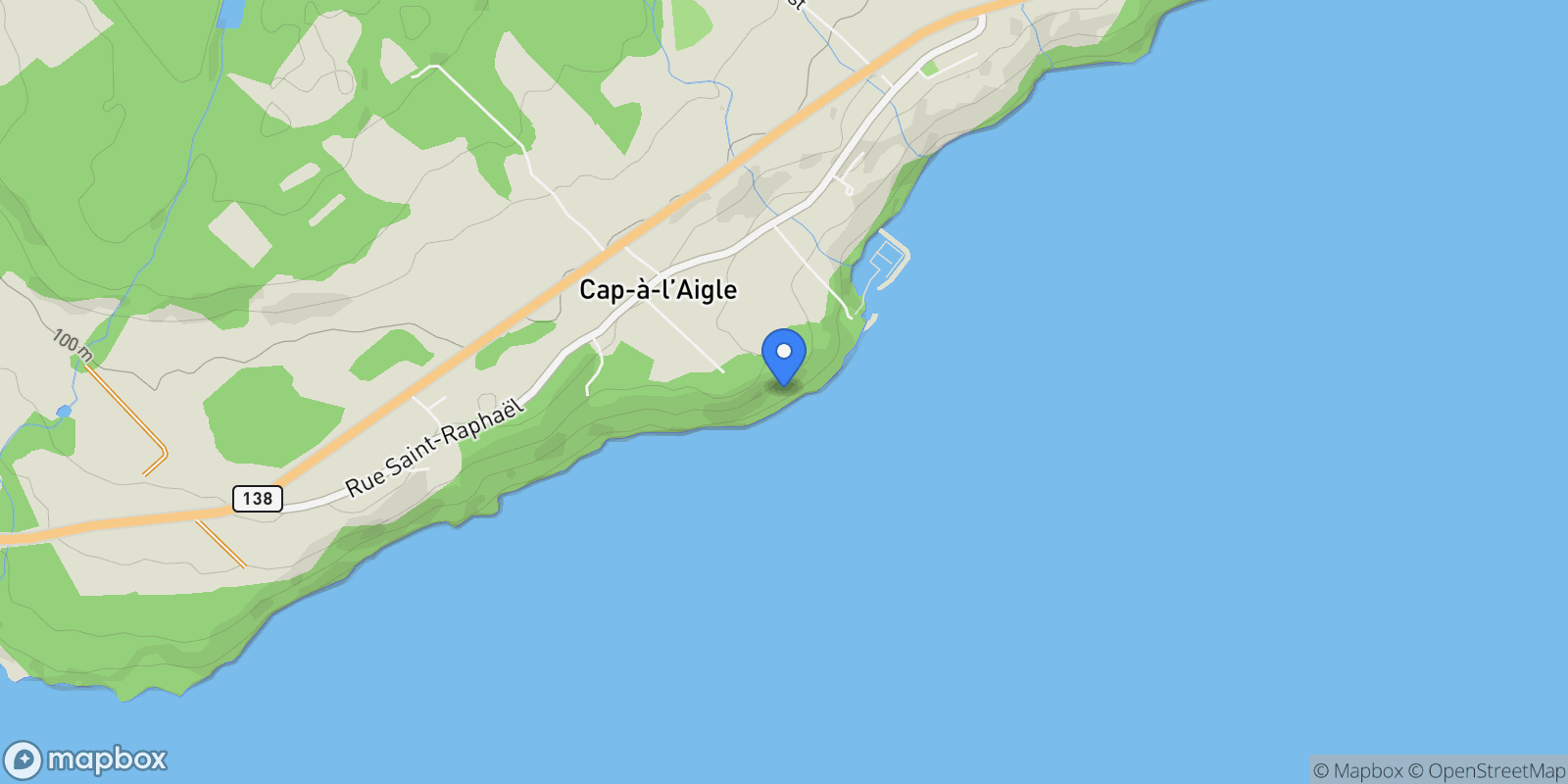 Map showing 510 Rue St-Raphaël, La Malbaie, Quebec, Canada.