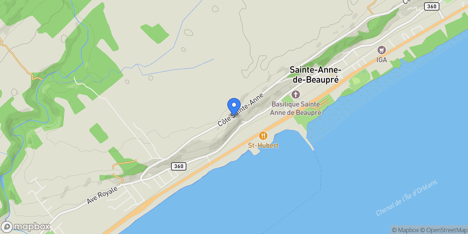 Map showing 292A 292B Côte Ste-Anne, Sainte-Anne-de-Beaupré, Quebec, Canada.