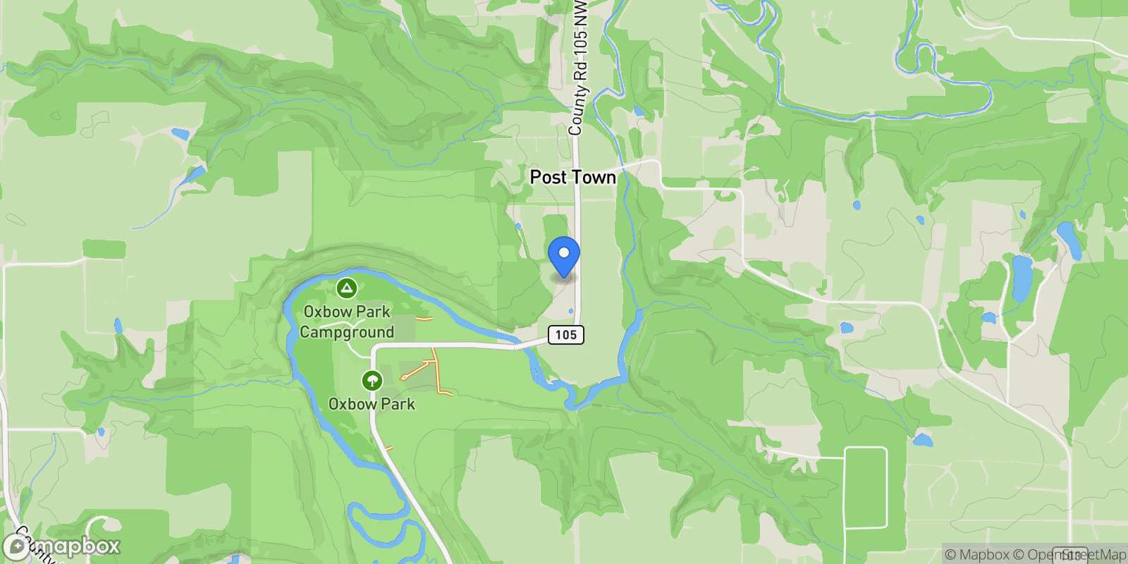 Map showing 5907X County Road 105 NW , Byron, MN 55920, Byron, Minnesota, United States.
