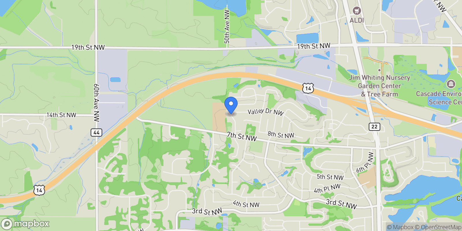Map showing XXX 50th Avenue NW , Rochester, MN 55901, Rochester, Minnesota, United States.