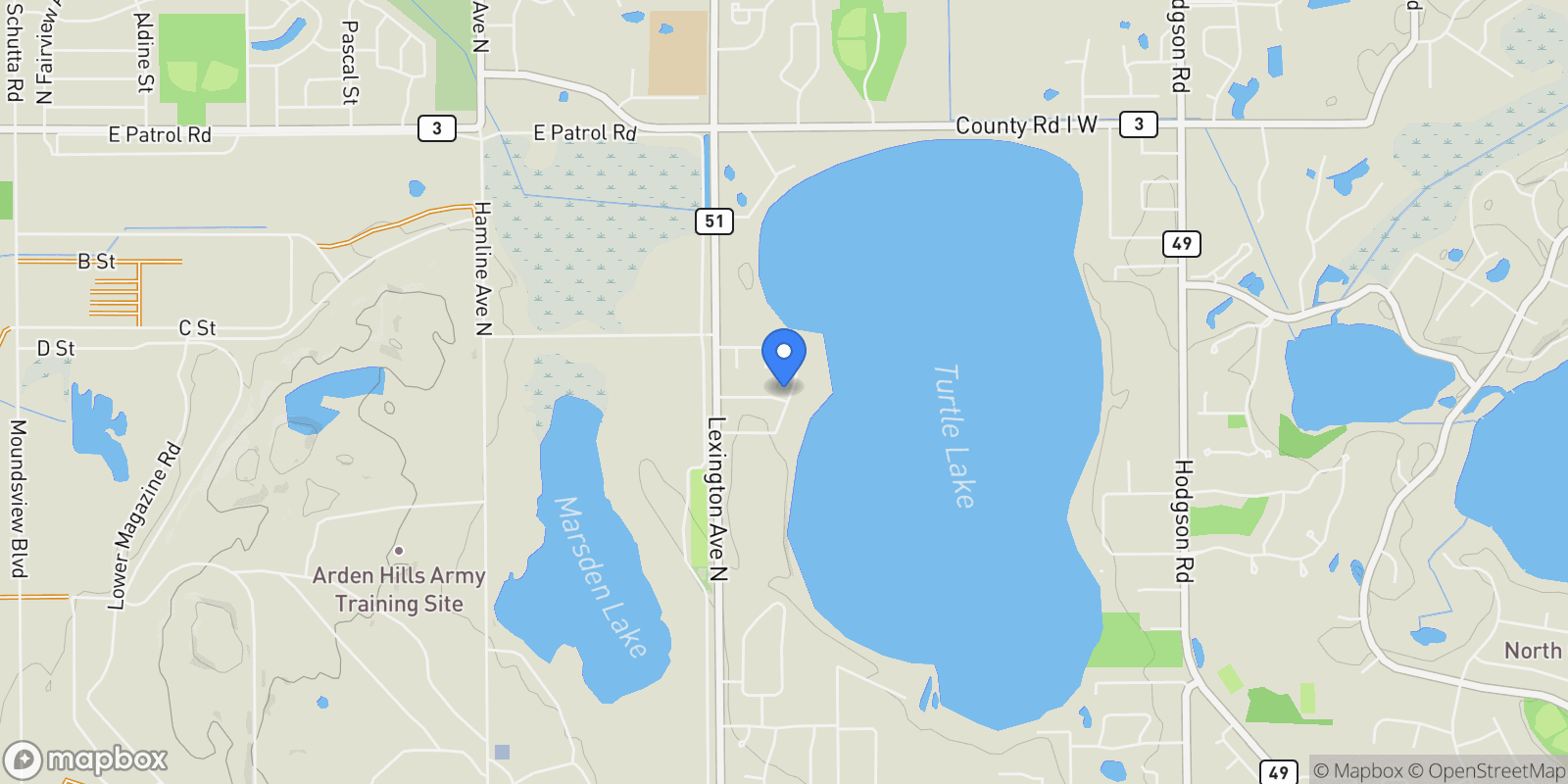 Map showing 5245 Oxford Street North , Shoreview, MN 55126, Arden Hills, Minnesota, United States.