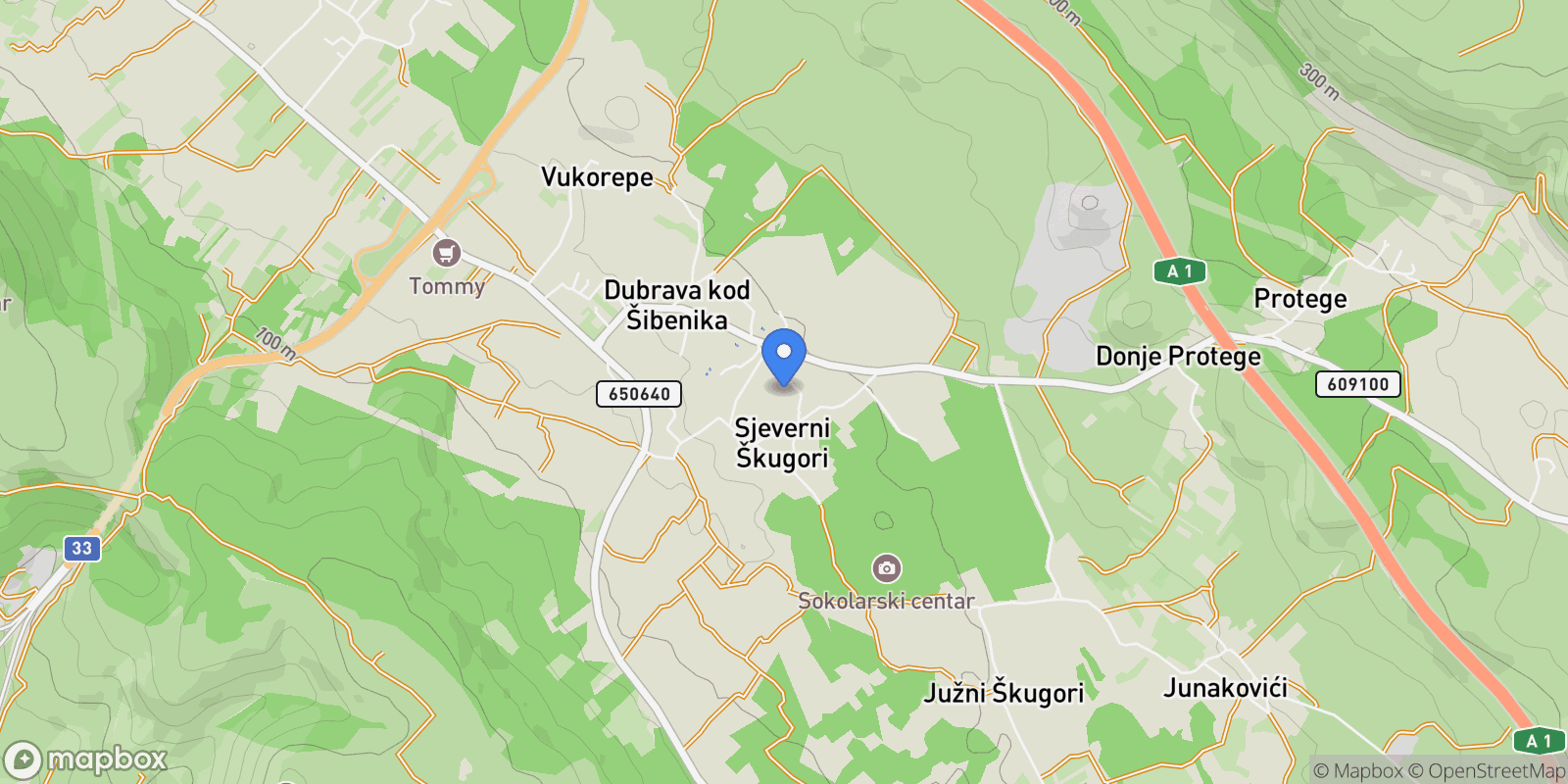 Map showing Dubrava kod Sibenika, Sibenik-Knin County, Croatia.