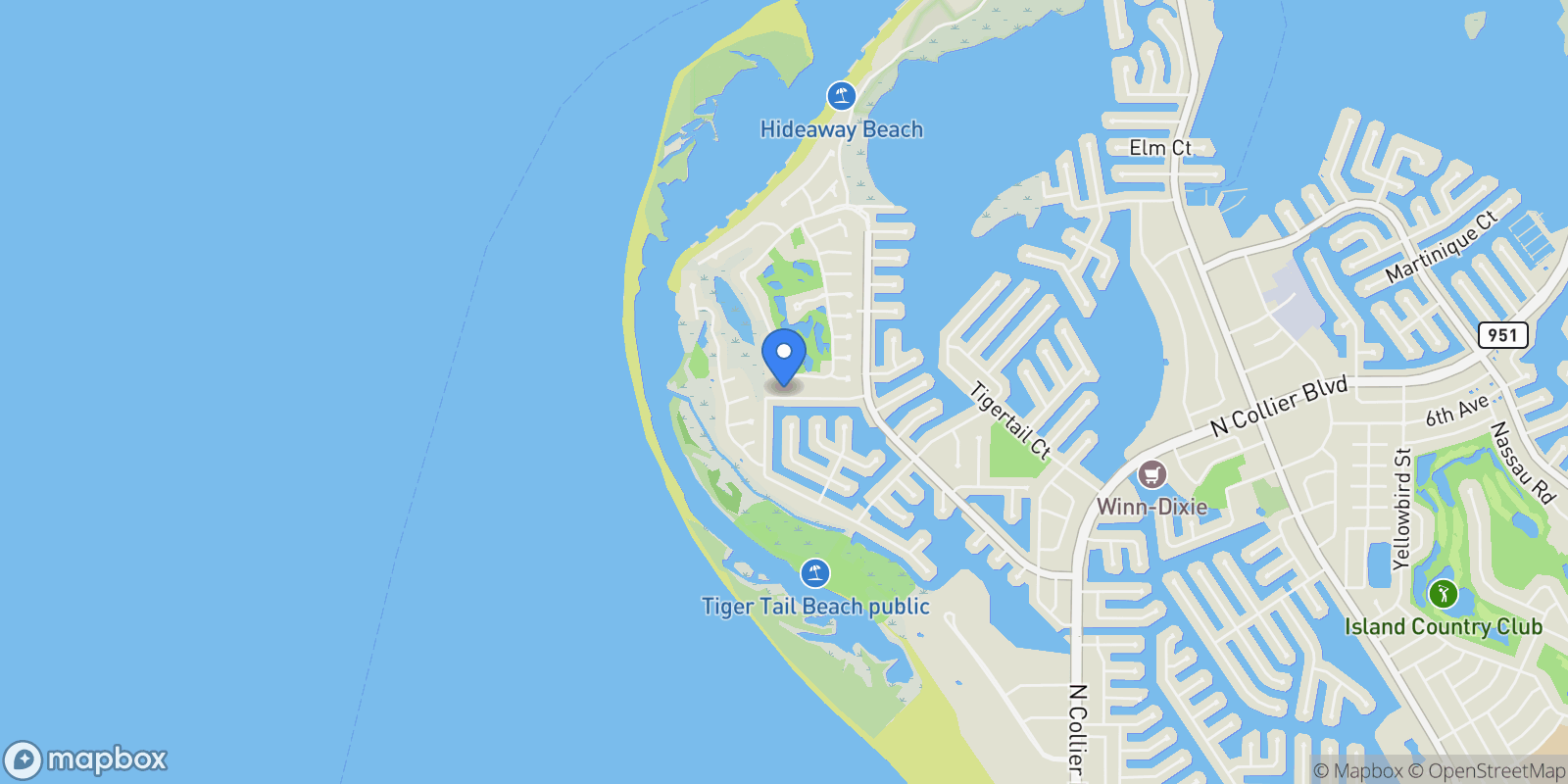 Map showing 310 Colonial AVE, Marco Island, Florida, United States.