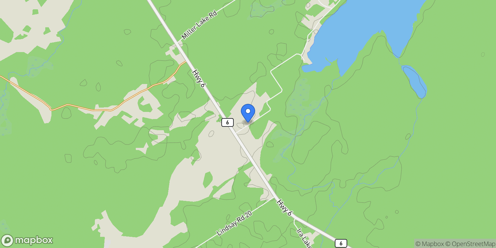 Map showing 9 Maple Drive, Miller Lake, Ontario, Canada.