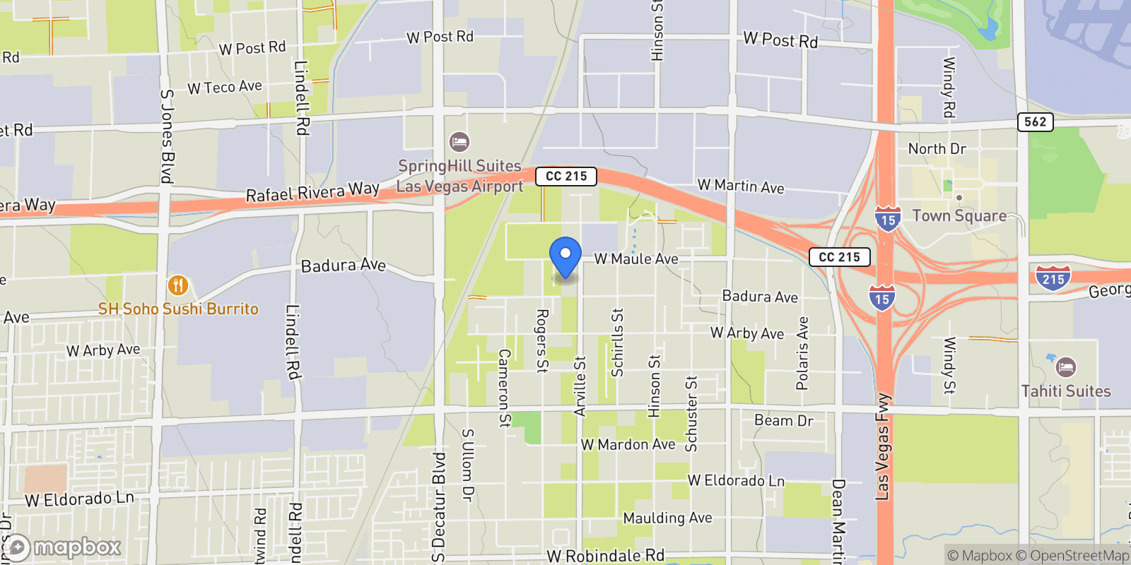 Map showing 6971 Arville Street, Las Vegas, Nevada, United States.