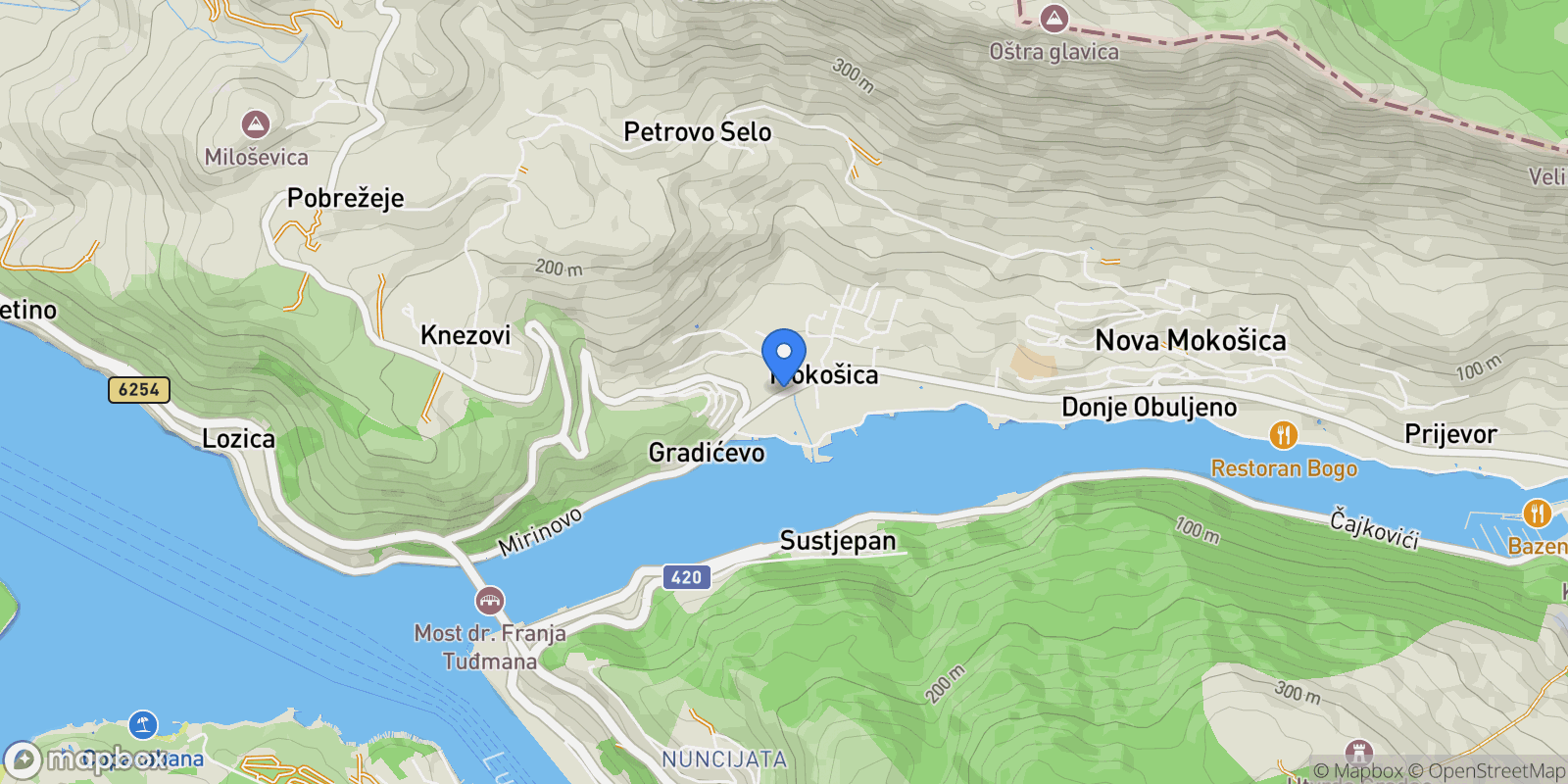 Map showing Mokosica, Dubrovnik-Neretva County, Croatia.