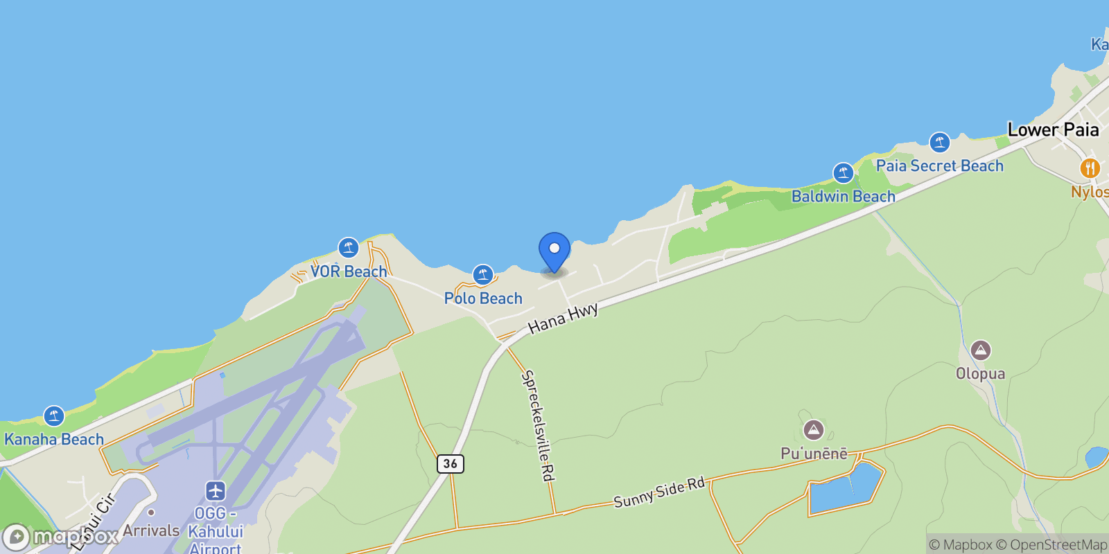 Map showing 461 Laulea Pl, Paia, HI 96779, Paia, Hawaii, United States.