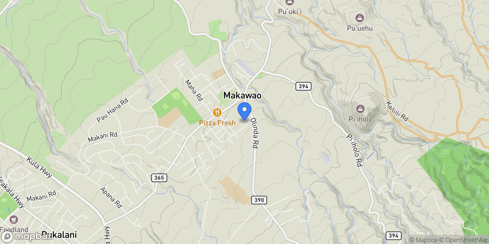 Map showing 1115 Pookela Rd, Makawao, HI 96768, Makawao, Hawaii, United States.