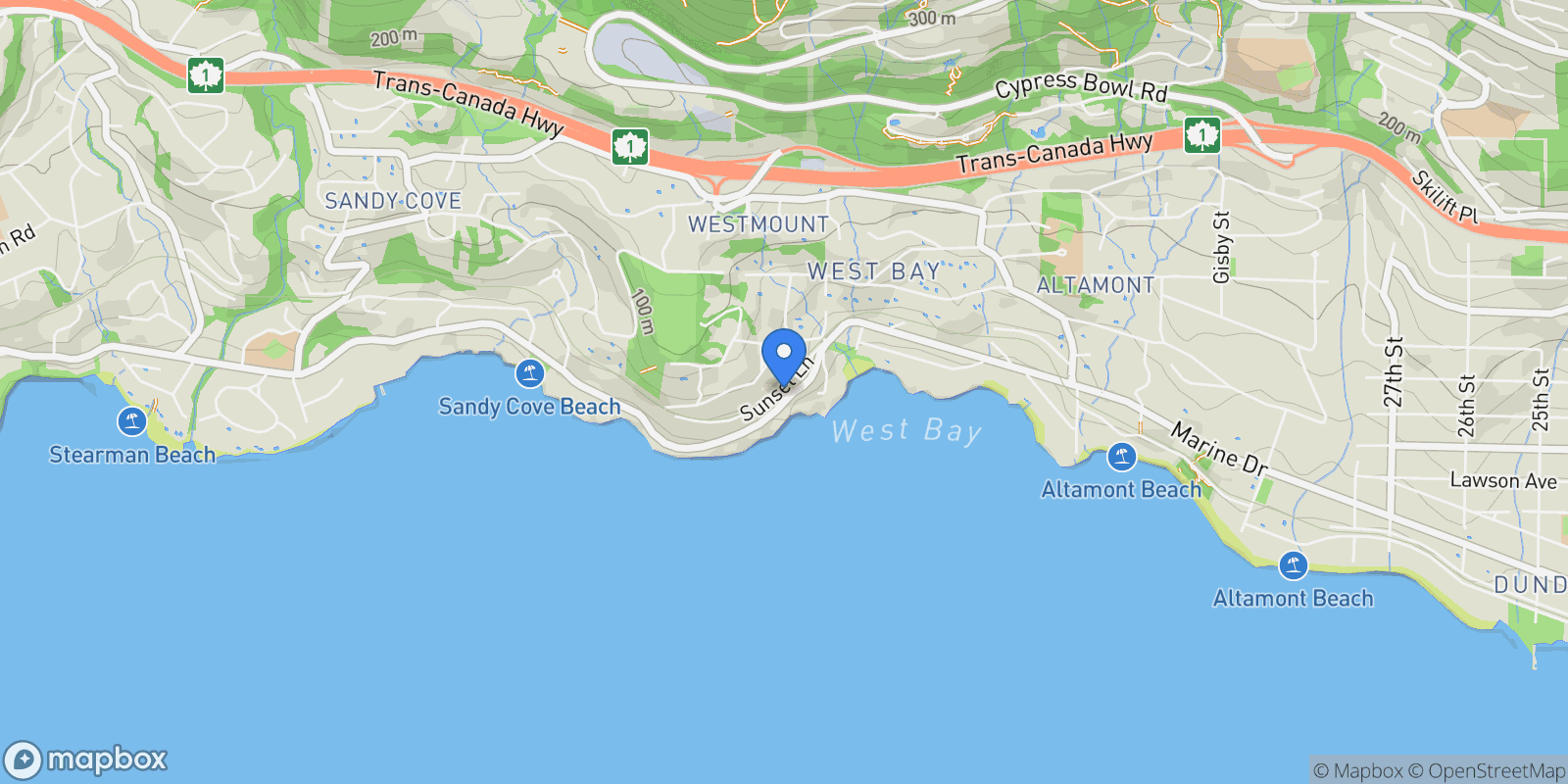 Map showing 3575 Sunset Ln, West Vancouver, BC V7V 0A9, Canada, West Vancouver, British Columbia, Canada.
