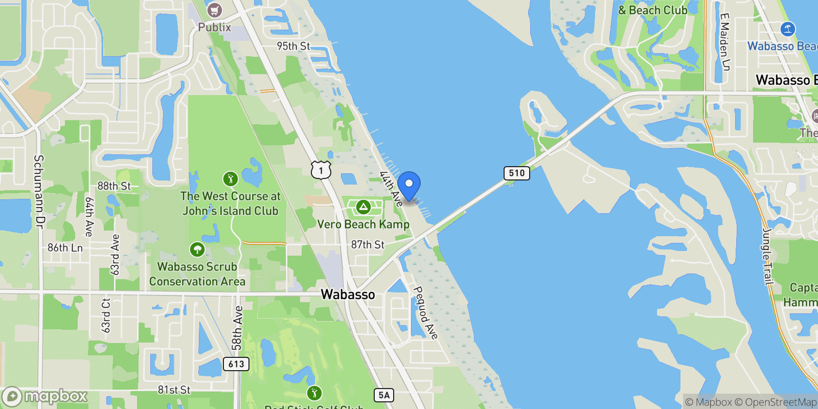 Map showing 8850 44th Avenue , Sebastian, FL 32958, Sebastian, Florida, United States.