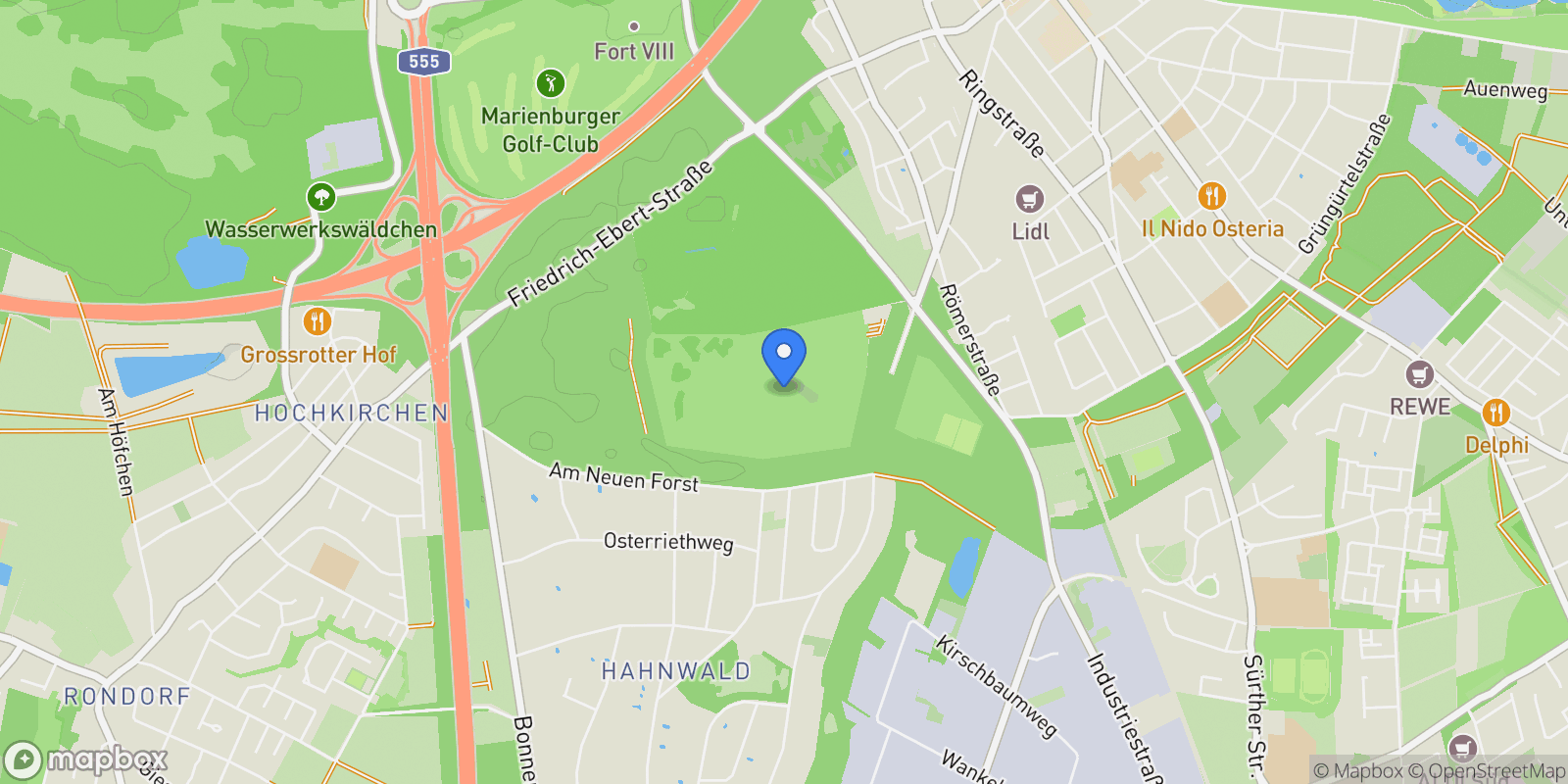 Map showing 50996, Cologne, North Rhine-Westphalia, Germany.