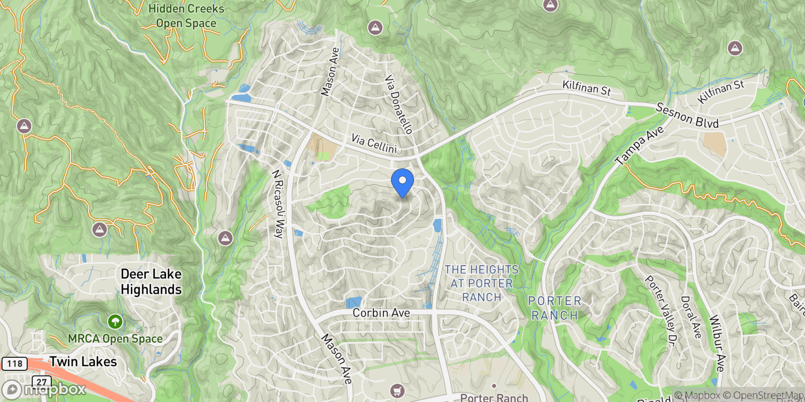 Map showing 20150 W Galway Lane, Los Angeles, California, United States.