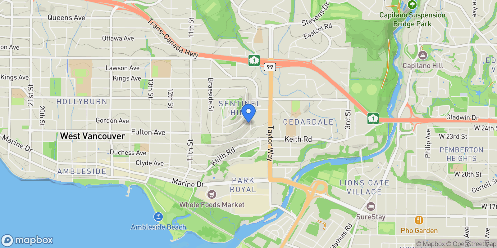 Map showing 816 Anderson Crescent, West Vancouver, BC V7T 1S7, Canada, West Vancouver, British Columbia, Canada.