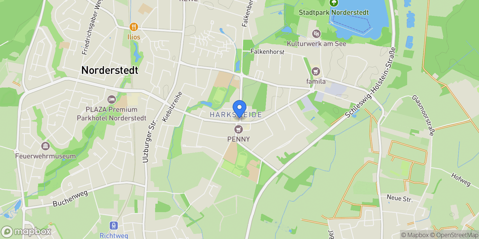 Map showing 22844, Norderstedt, Schleswig-Holstein, Germany.
