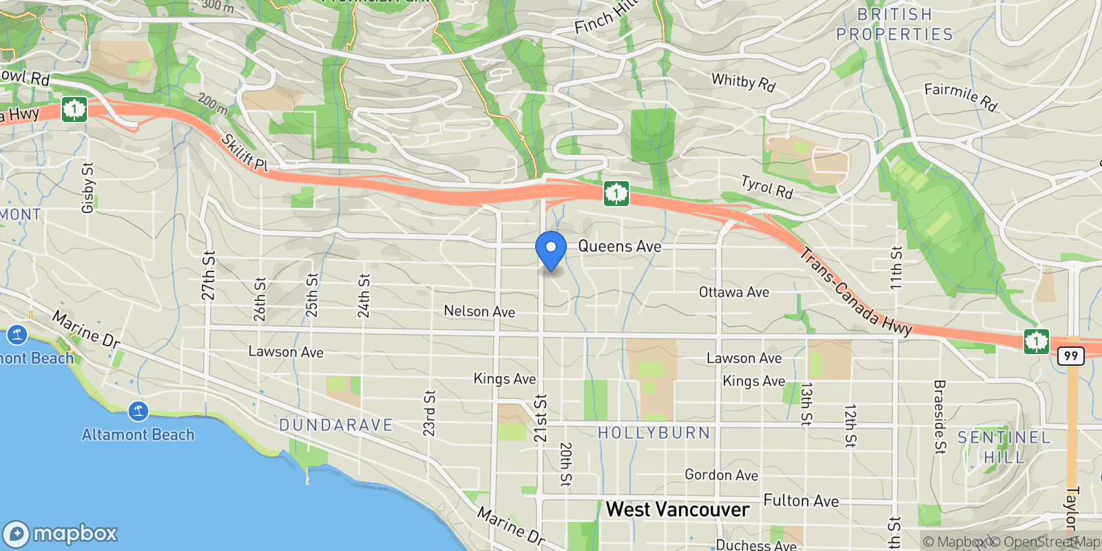 Map showing 2050 Westdean Crescent, West Vancouver, BC V7V 3Z9, Canada, West Vancouver, British Columbia, Canada.
