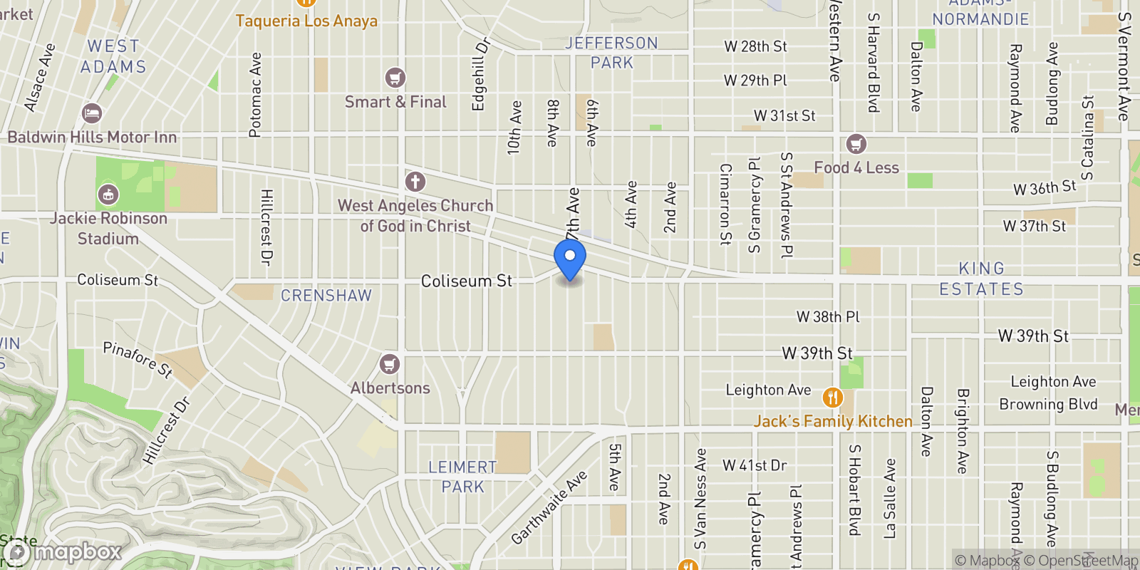 Map showing 3763 Hepburn Avenue, Los Angeles, California, United States.