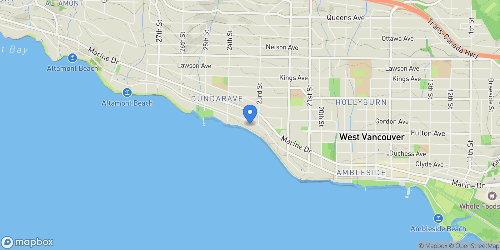 Map showing 2328 Bellevue Ave, West Vancouver, BC V7V 1C8, Canada, West Vancouver, British Columbia, Canada.