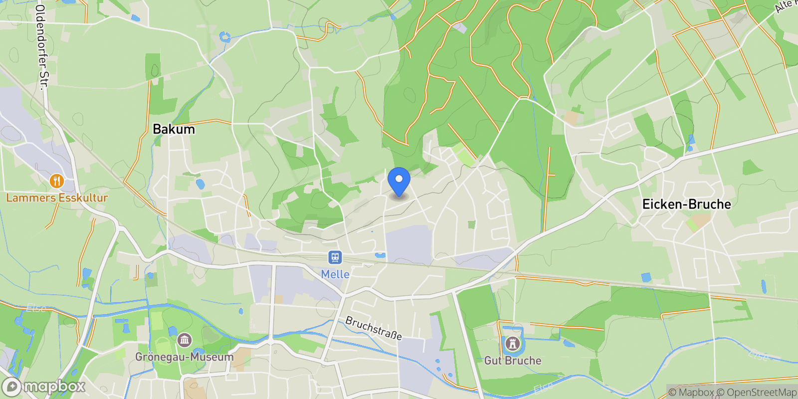 Map showing 49324, Melle, Lower Saxony, Germany.