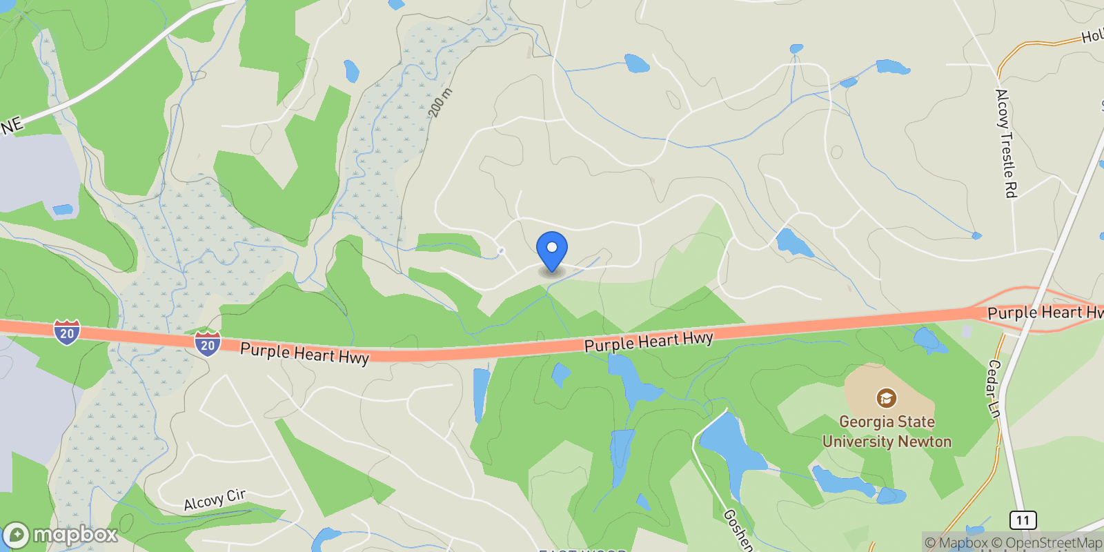 Map showing 105 River Meadow Lane, Social Circle, Georgia, United States.