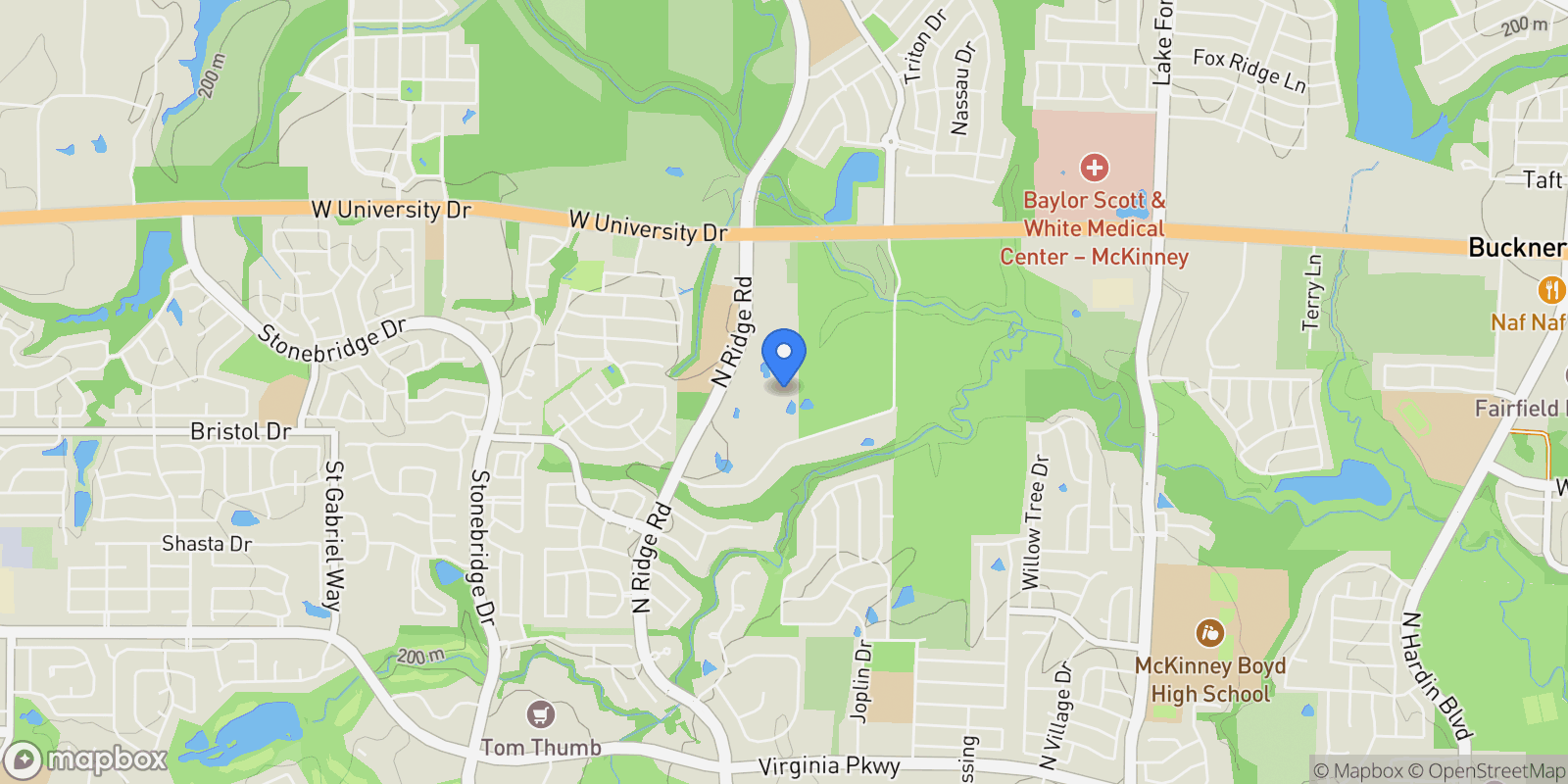 Map showing 1201 Gray Branch, McKinney TX 75071, McKinney, Texas, United States.