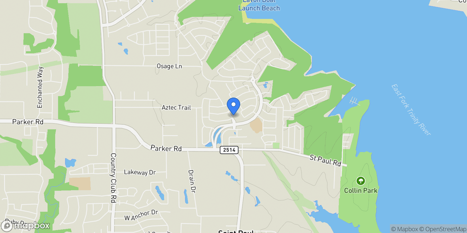 Map showing 1817 Crystal Cove Lane, Saint Paul, Texas, United States.