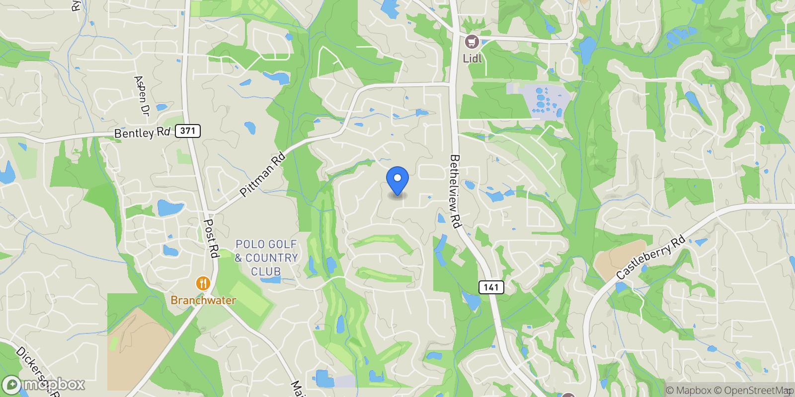 Map showing 6925 Polo Hill, Cumming, Georgia, United States.
