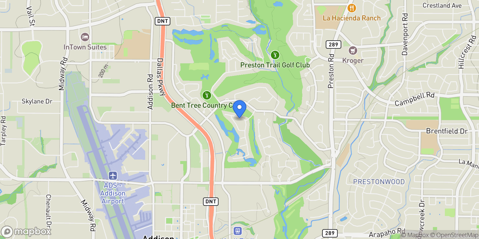 Map showing 5516 Bent Trail, Dallas, Texas, United States.