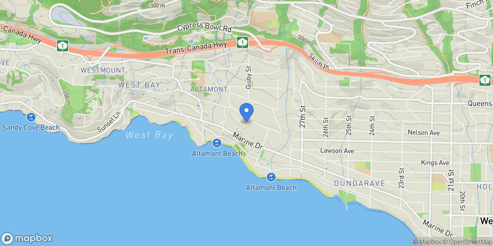 Map showing 2962 Mathers Crescent, West Vancouver, BC V7V 2K2, Canada, West Vancouver, British Columbia, Canada.
