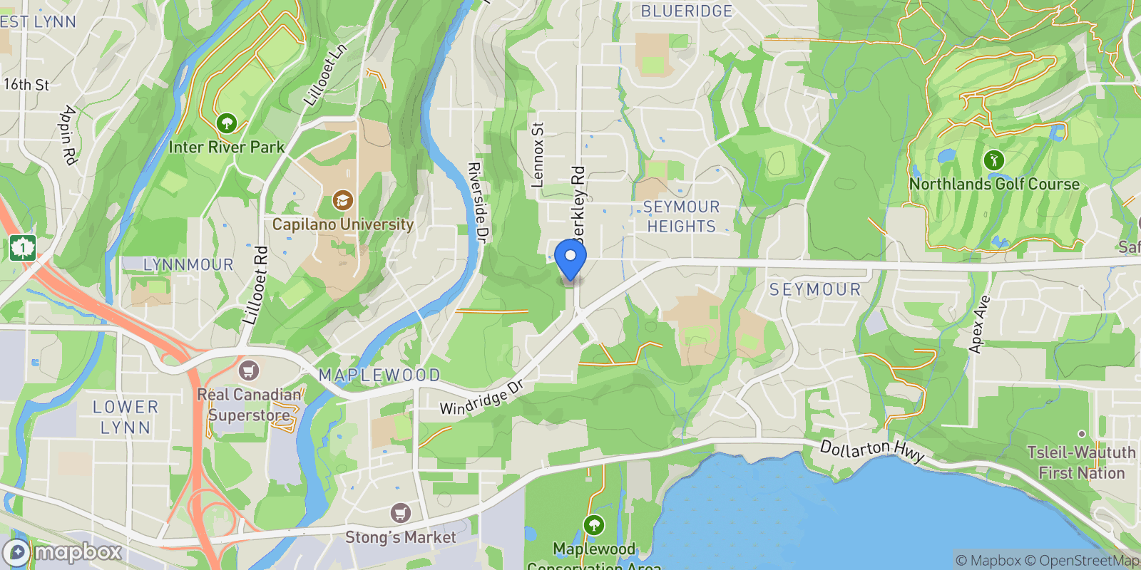 Map showing 999 Berkley Rd #311, North Vancouver, BC V7H 1Y3, Canada, North Vancouver, British Columbia, Canada.