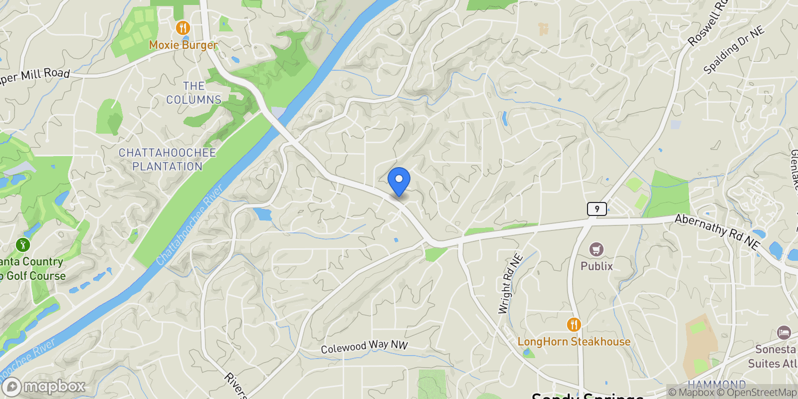 Map showing 435 Johnson Ferry Road NW, Atlanta, Georgia, United States.
