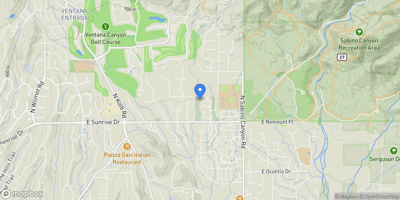Map showing 6940 N Flying View Place, Tucson, AZ, 85750, USA, Tucson, Arizona, United States.