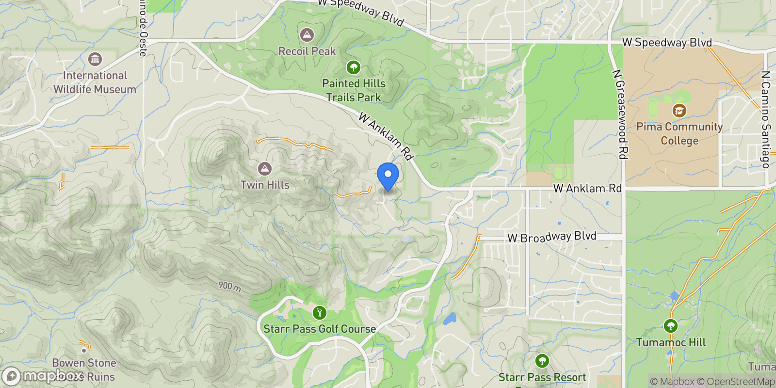 Map showing 260 N Resort Hills Place, Tucson, AZ, 85745, USA, Tucson, Arizona, United States.