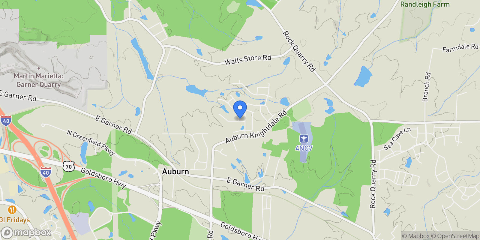 Map showing 100 Ivory Lane, Raleigh, NC 27610, Raleigh, North Carolina, United States.